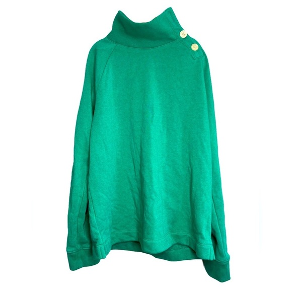 Crewcuts by J.Crew Mock Neck Side Button Pop Over Fleece Sweatshirt Kelly Green - Picture 1 of 6